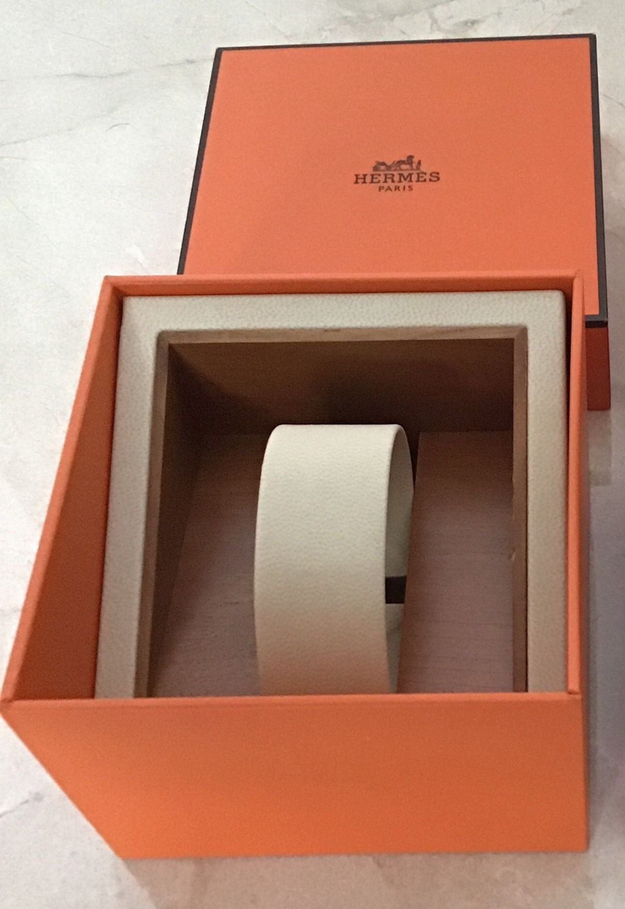 Authentic Hermès of Paris empty watch gift box plus matching Hermès gift bag as a set