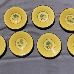 7 vtg Royal Copenhagen Bellona fruit dessert plates yellow READ
