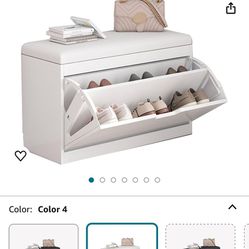 Shoe Rack Bench with Cushion, Shoe Storage Bench Organizer, Shoe Bench with Flip Drawer for Entryway, Bedroom, Closet & Hallway, Entryway Bathr