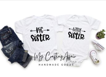 Big Sister Shirt & Little Sister Shirt For Baby Announcements 