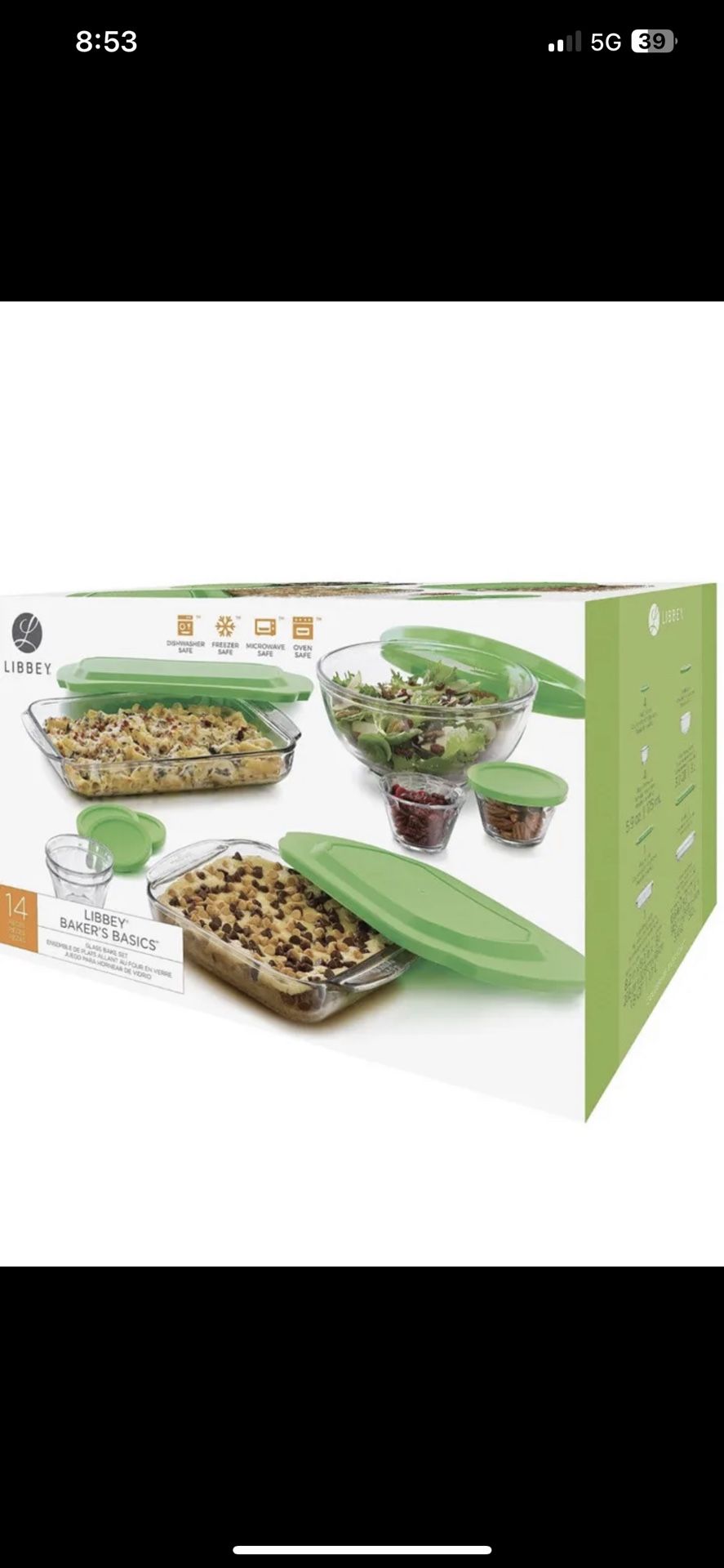 Libbey Baker's Basics 14 Piece Glass Casserole Baking Dish Set