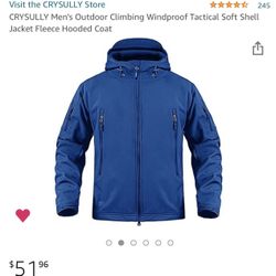 Men's  Jacket  Outdoor Climbing Windproof Tactical Soft Shell Jacket Fleece Hooded Coat