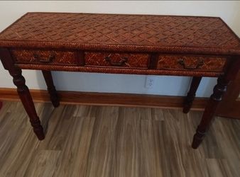 3 Drawer Console Table Rattan And Wood Asking $120
