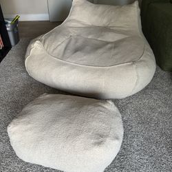 Adult Large Bean Bag Memory Foam Chair Lounger with Ottoman