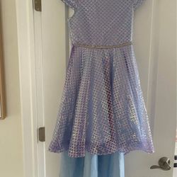 Girls Party Dress Blue Sequin Mermaid Size Large 