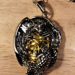 Retro Stainless Steel Pendant, Skull Head Necklace $15