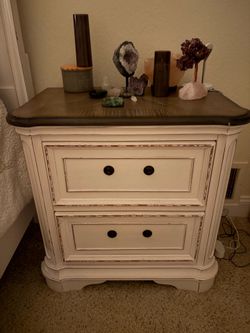 Night stand with charger and drawers