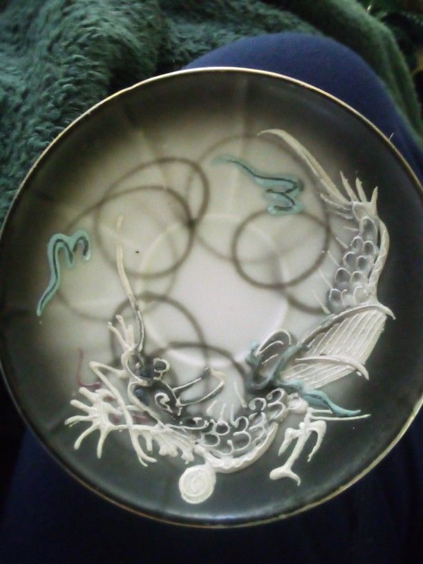 Set Of Two Dragonware Tea Saucers