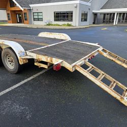 Flatbed Trailer With Brakes Dual Ramps And Title Ready To Work!