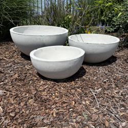 3-Piece Concrete Planter Bowls Gray