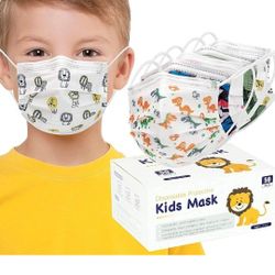 BPOF99 50Pcs Cartoon Kids Disposable 3 Ply Breathable & Comfortable Anti Dust Face Mouth Filter Tools for Children, Cartoon Design (Cartoons 50pcs), M