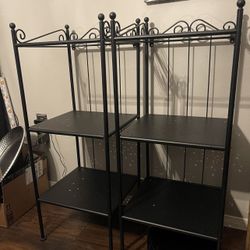 Set Of 2 Metal & Glass Shelves