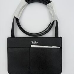 auth Prada Saffiano Flat Phone Holder Crossbody Bag