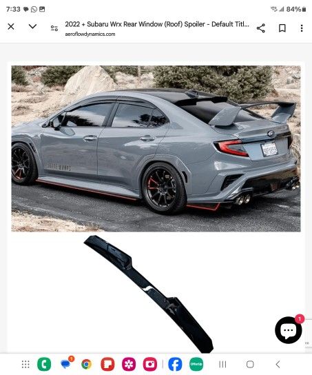 Roof Spoiler Subaru Wrx 22-up #137