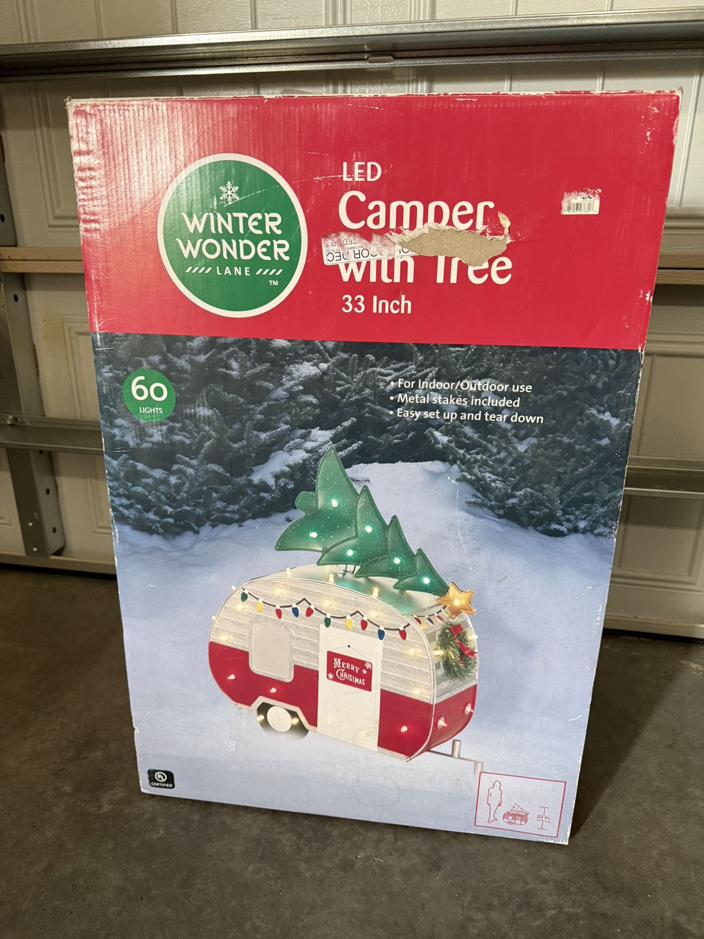 Christmas Led Lights Camper with Tree 33 Inch 