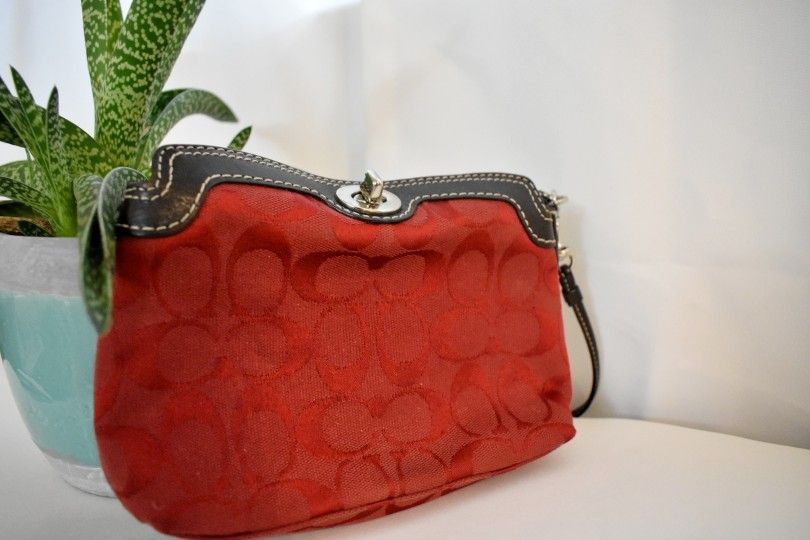Vintage Red Coach Wristlet