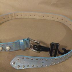 Steve Madden Iridescent Blue Belt with Silver Accents