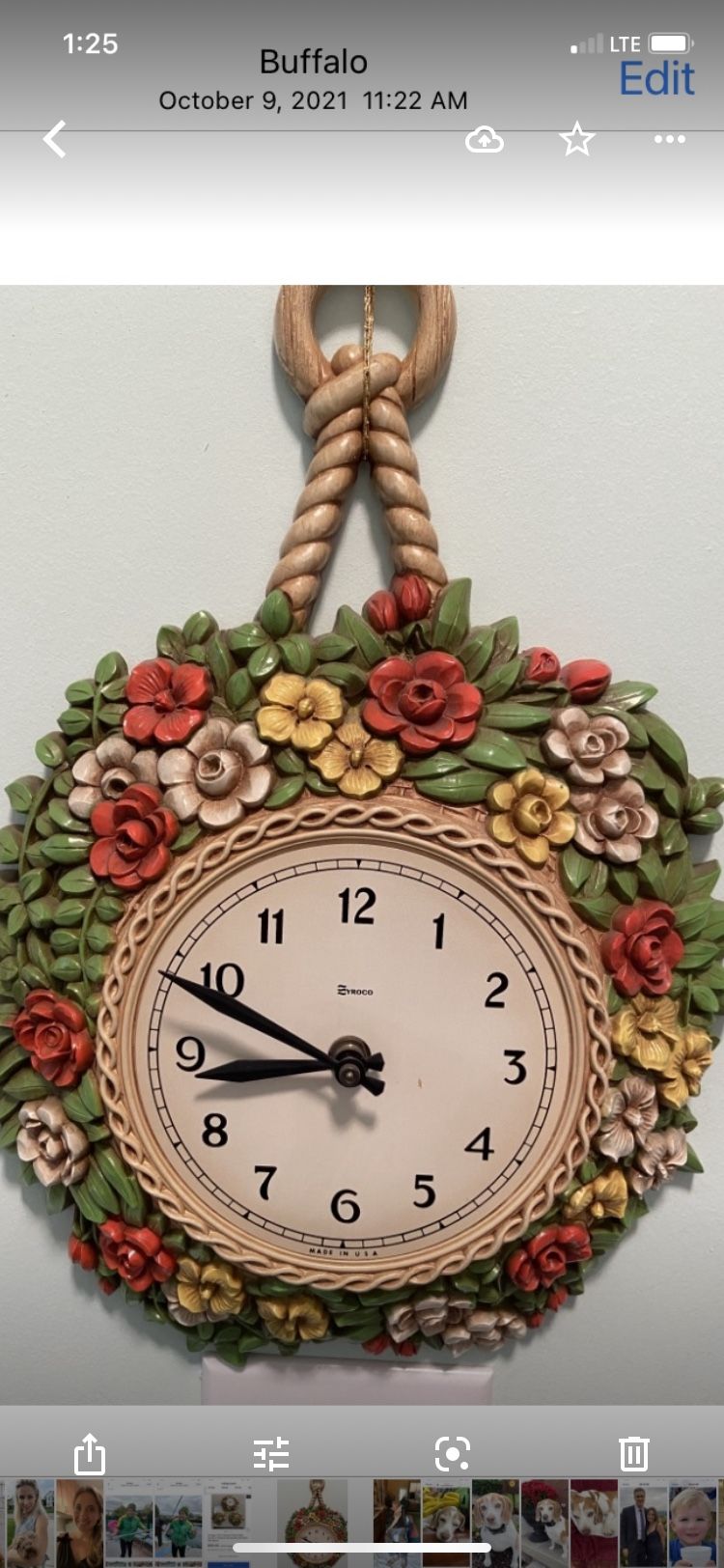 SYROCOI Vintage Floral Wall Clock 1975