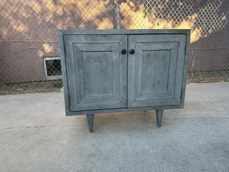 Noir Yves Metal Wood Rustic Style Cabinet Close Storage