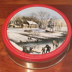 Currier and Ives Vintage Tin - Christmas Tin