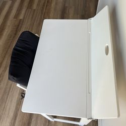 Modern White Desk and Chair Set - Great for Study or Work