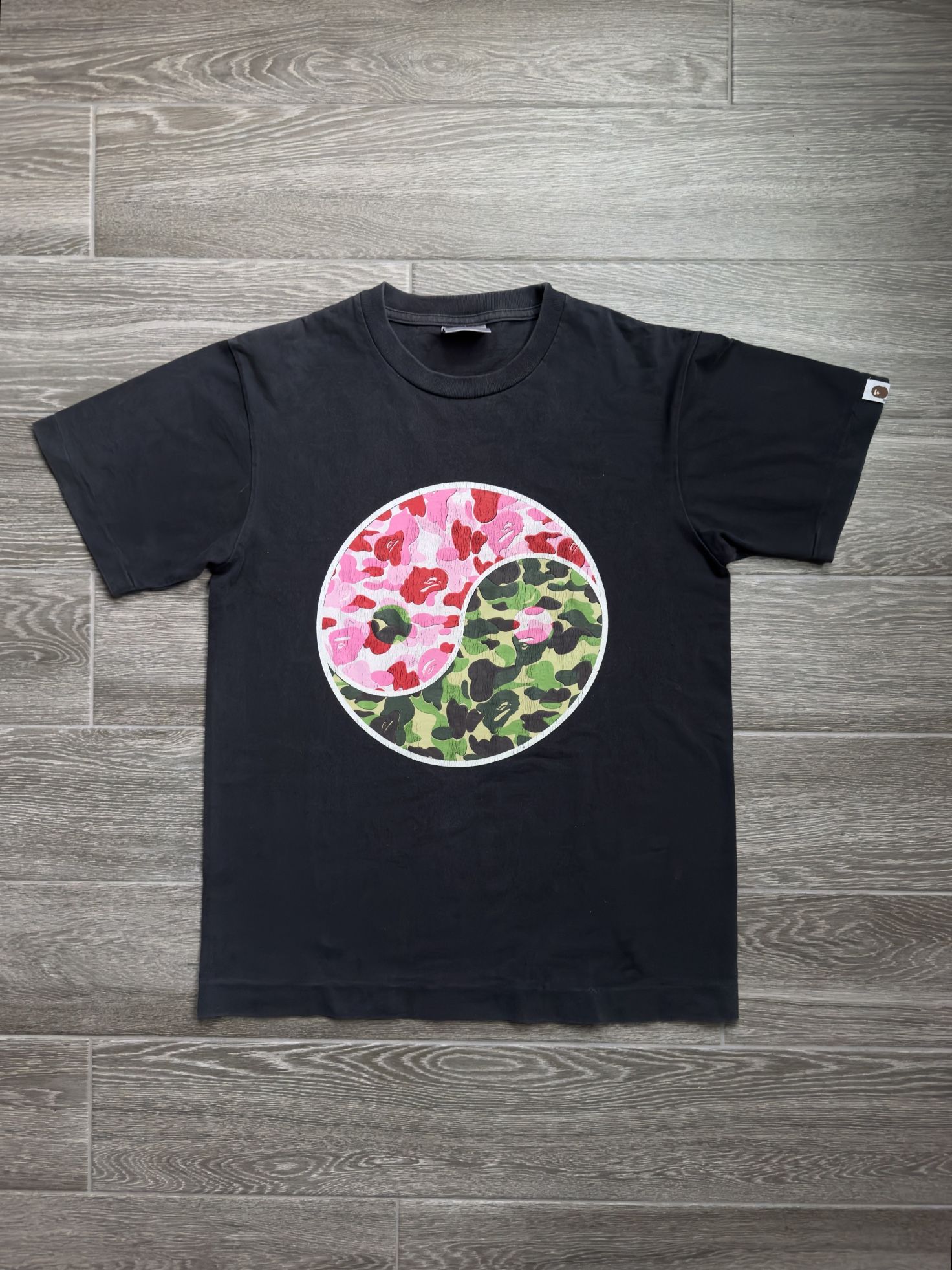 Bape green and pink yin yang T shirt