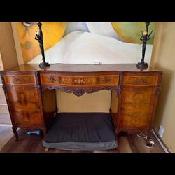 French Provincial style burl walnut bureau