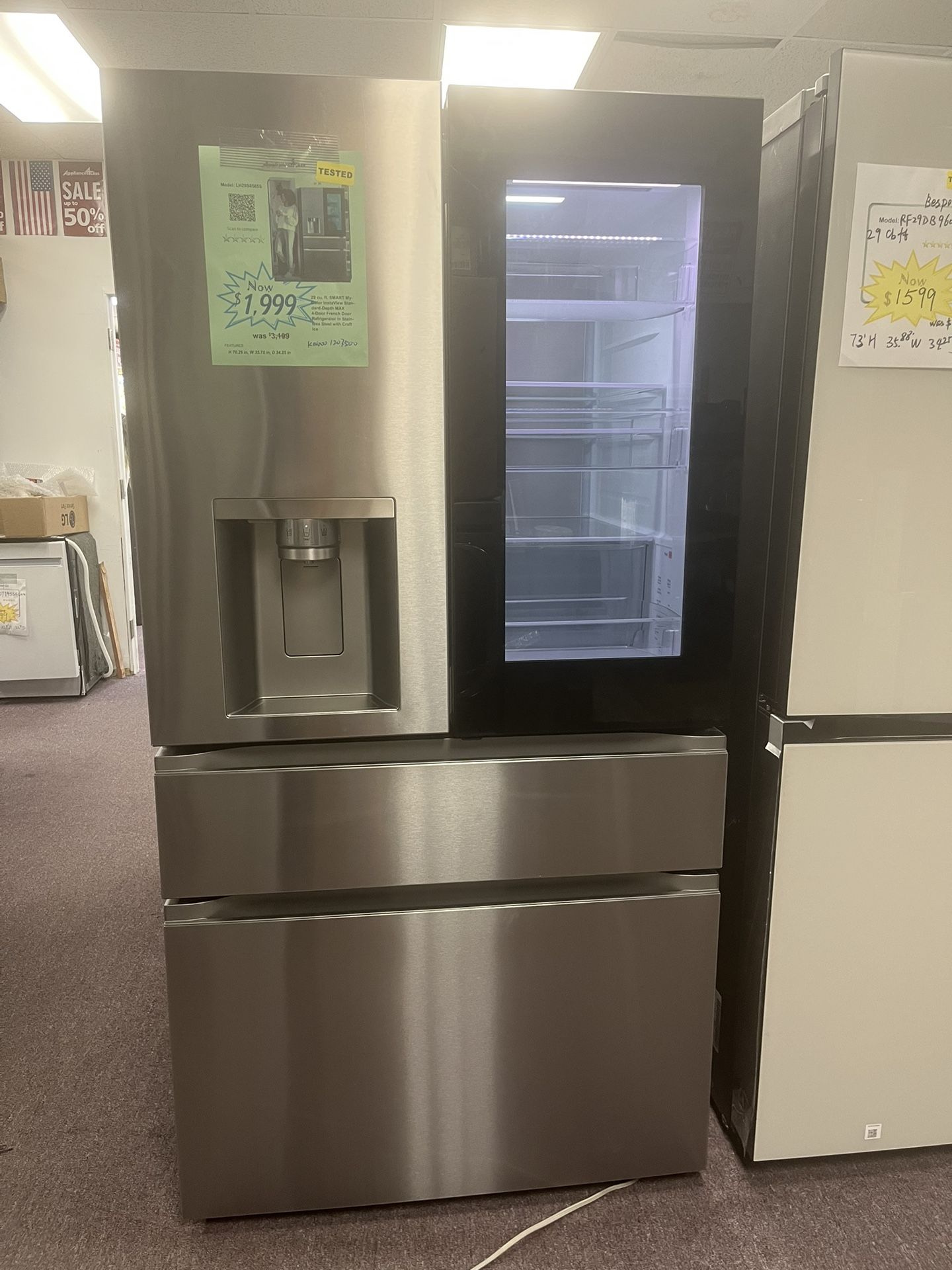 July 4th Promotion! Extra 10% Off Refrigerator, 36’ LG Stainless Steel 4-door New With Scratch 