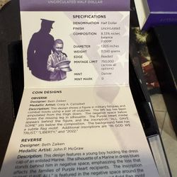 2022 National Purple Heart Hall Of Honor $1/2 