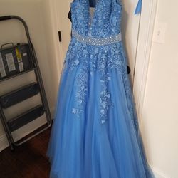 Blue Swarovski Quinceanera Dress