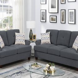 Brand New Ash Black Sofa And Love Seat 