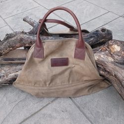 ll bean waxed canvas log carrier..