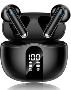 XIAOWTEK Wireless Earbuds, 2026 Bluetooth 5.4 Headphones Bass Stereo Ear Buds with Noise Cancelling Mic, LED Display in Ear Earphones 50H Playtime Ear