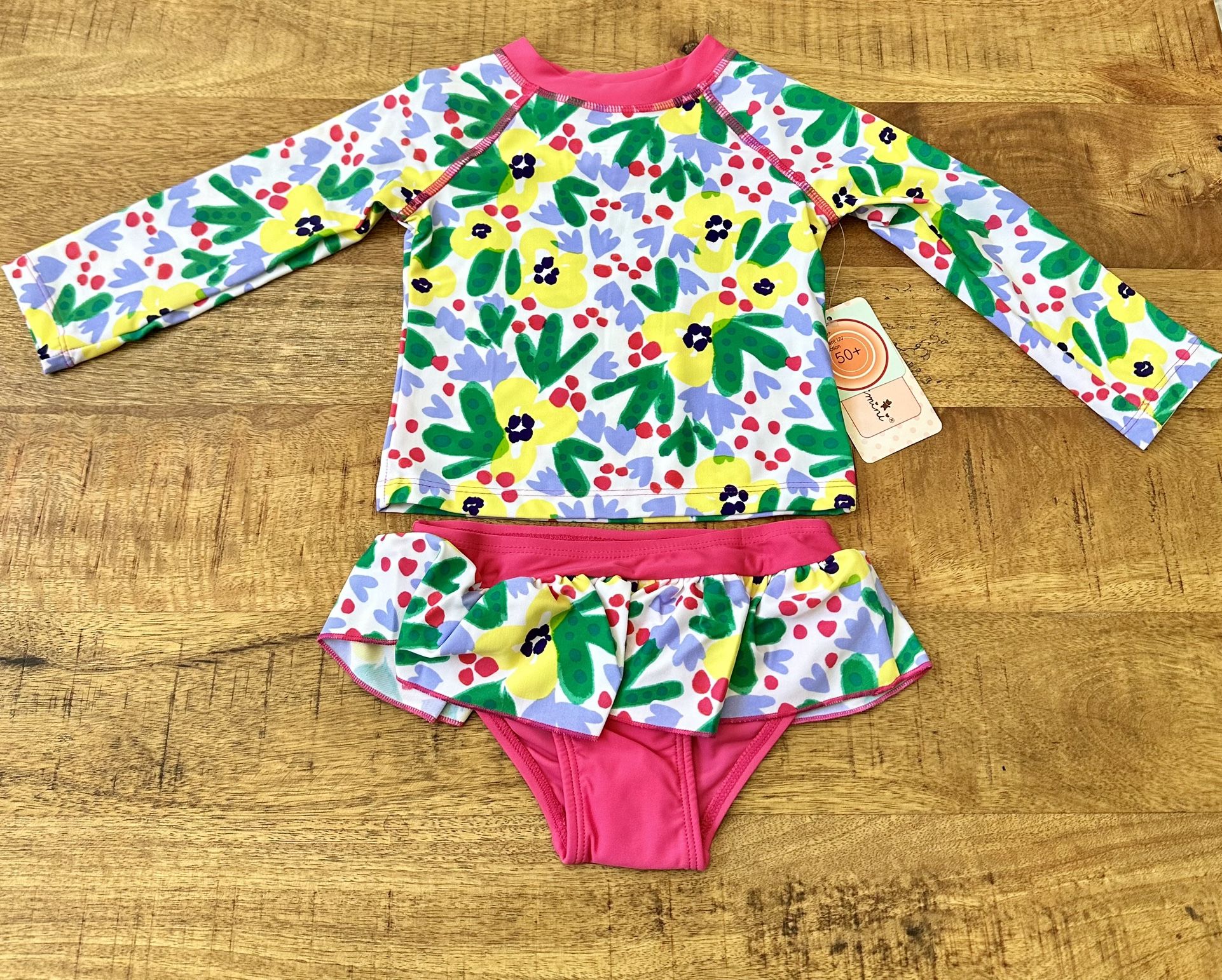 Girls Flower Swimsuit Set