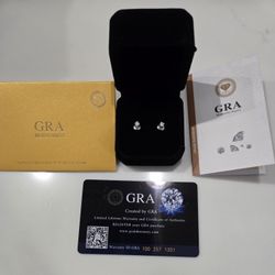 GRA Certified VVS1 Moissanite Earring  4MM.  Passes Diamond Tester