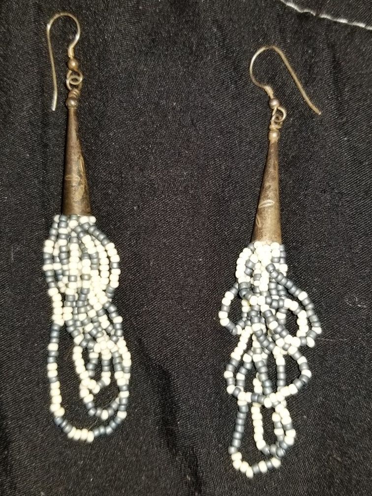 Silver Beaded Earrings