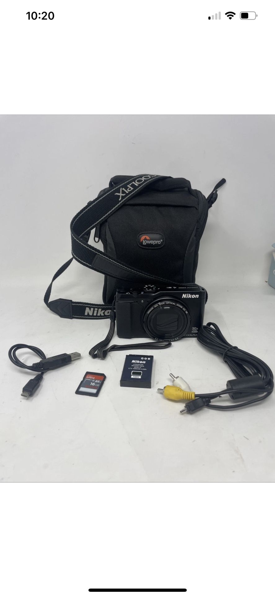 Nikon Digital Camera COOLPIX S9900 Perfect Condition W/ Bag, Cables, 16gb