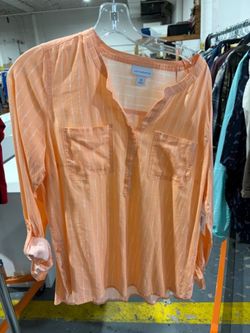 Liz Claiborne Orange Striped Blouse Size M