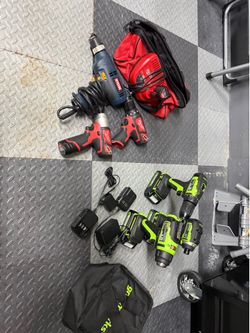 Milwaukee M12 + Greenworks 24V Drill Impact Heat Gun Bundle w/ Batteries & Chargers + Ryobi Drill