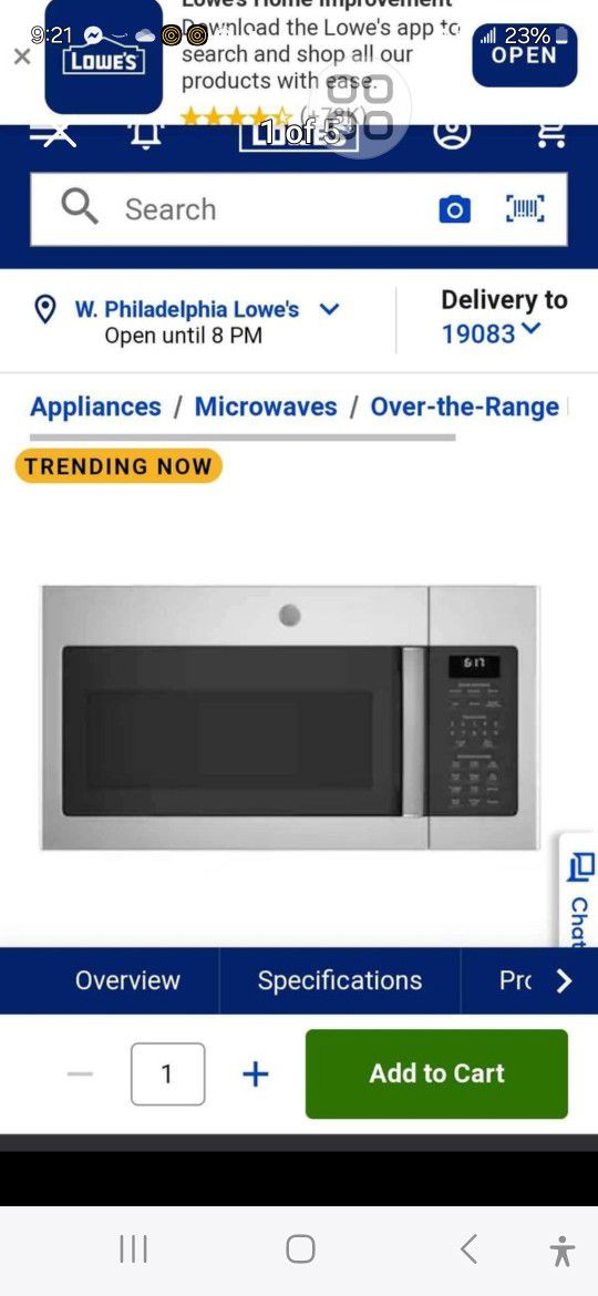 GE Over The Range Microwave