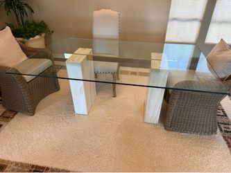 Travertine Stone / Glads / Brass Dining Table