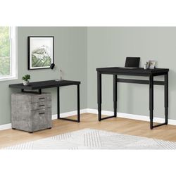 Computer Desk, Home Office, Standing, Adjustable, 48" L, Work, Laptop, Black Laminate, Black Metal, Contemporary, Modern