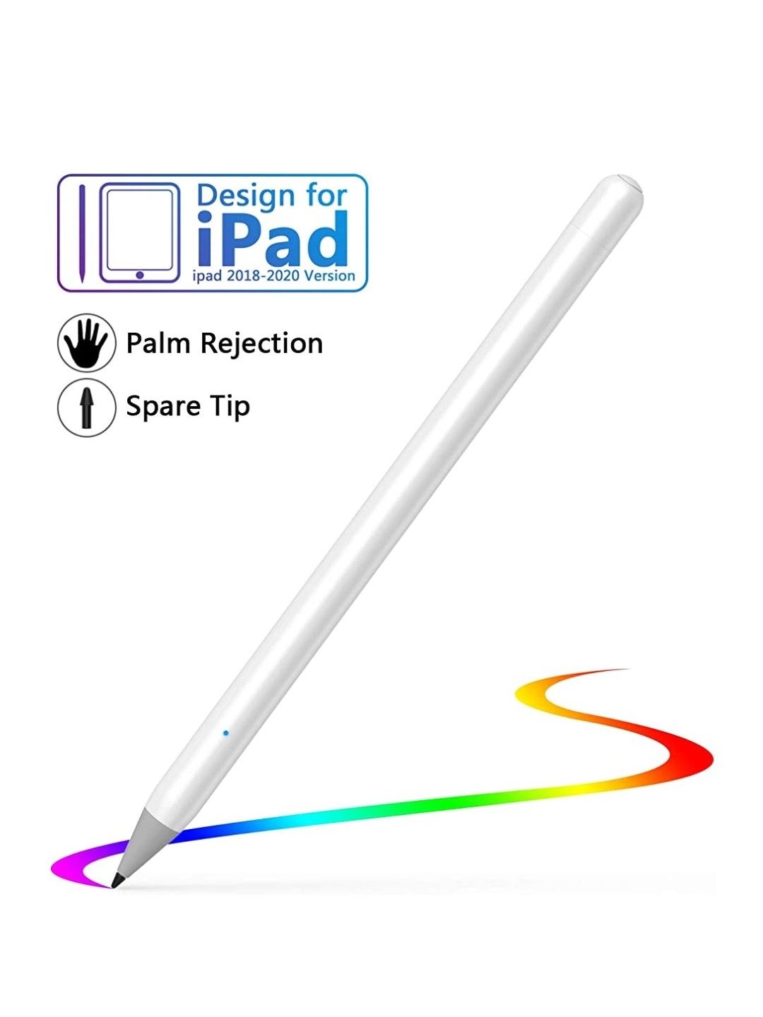Stylus Palm Rejection Pen with 1mm POM Tip Compatible with (2018-2020) iPad Pro 11 inch/iPad Pro 12.9 inch(3rd & 4th Gen)/iPad 7th Gen/iPad 6th Gen