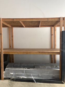 5 Wood shelving units