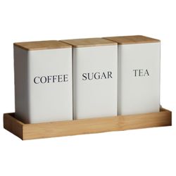 3Pcs Set Tea Coffee Sugar Canister Set with Tray