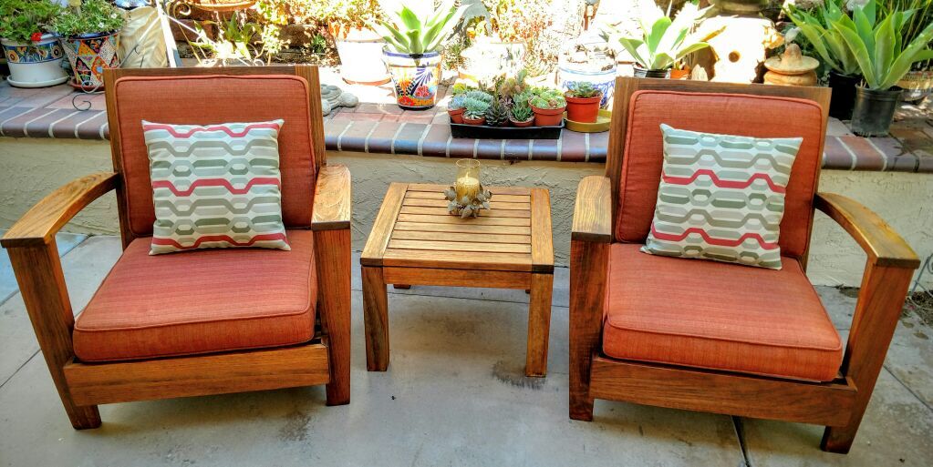 Rockwood Teak Wood Ultra Lounge Chairs & Side Table