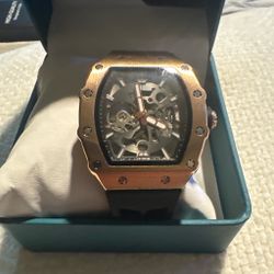 Bibi Skeleton Mechanical Watch Rose Gold Case