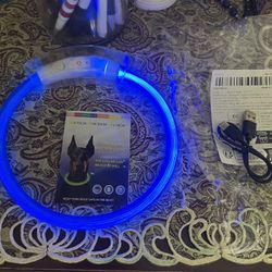 New BrightNite Rechargeable LED Dog Collar - Adjustable, Glowing Safety Gear for Small & Medium Pups 