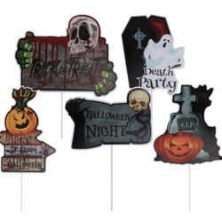 Halloween 5Pcs Outdoor decorations Spooky Signs Corrugated Plastic