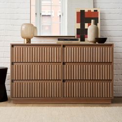 Dejesus 47.2" W 6-Drawer Double Dresser with Waveform Fluted Panels